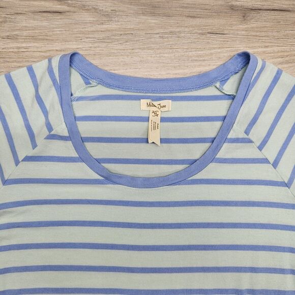 MATILDA JANE Womens Blue Stripe Top 3/4 Sleeve Stretch Shirt Size Medium - Picture 3 of 6